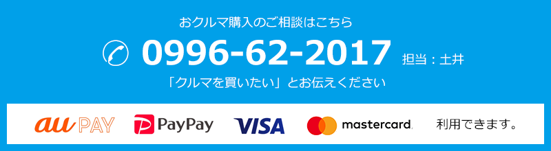 お問い合わせはこちら　auPAY、PayPay、Visa、mastercard　利用できます